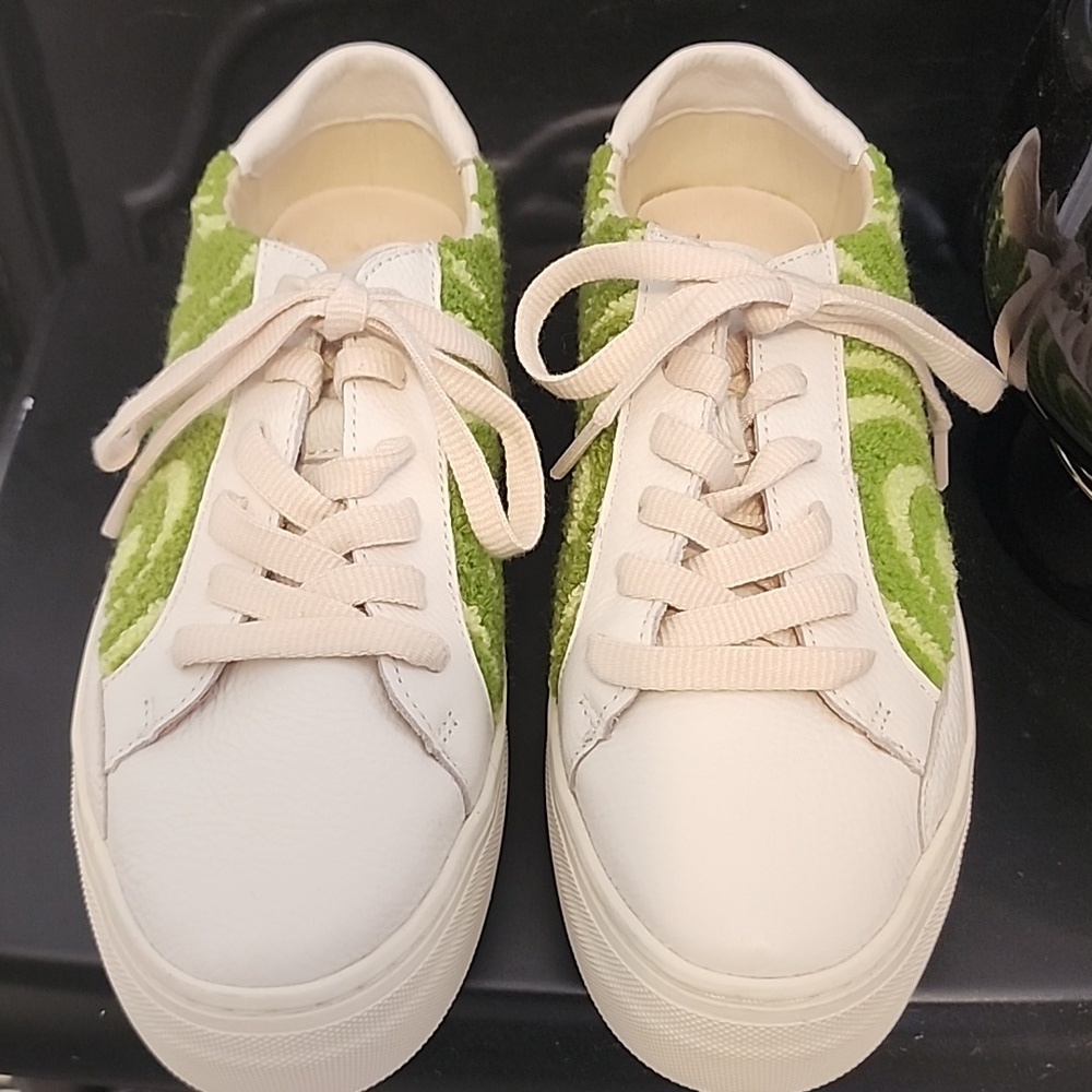 Soludos Ibiza Platform Psychedelic Spiral Sneakers Green White, Size 8 - Picture 2 of 13